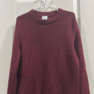 H&M mens pullover ribbed crewneck sweater long sleeves size L maroon